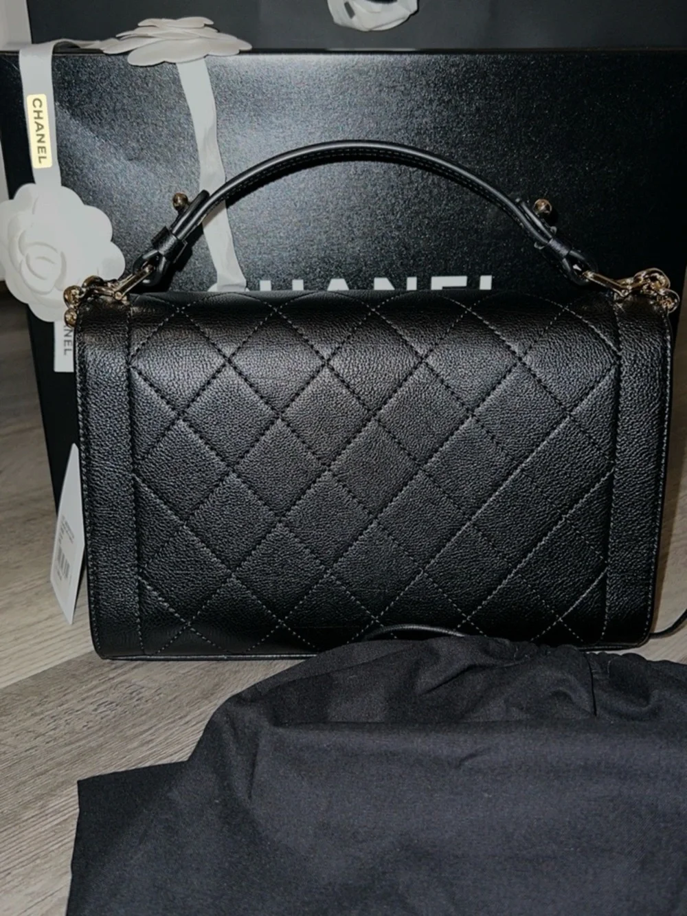 CHANEL TOP HANDLE LABEL FLAP BAG - Picture 5 of 6